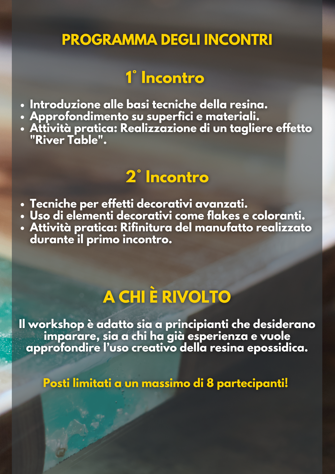 WORKSHOP CREATIVO SULLA RESINA EPOSSIDICA (6 ORE)