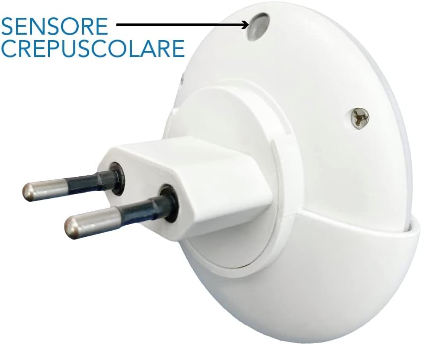 Electraline - Luce Notturna a LED con Sensore Crepuscolare, Bianco/Trasparente