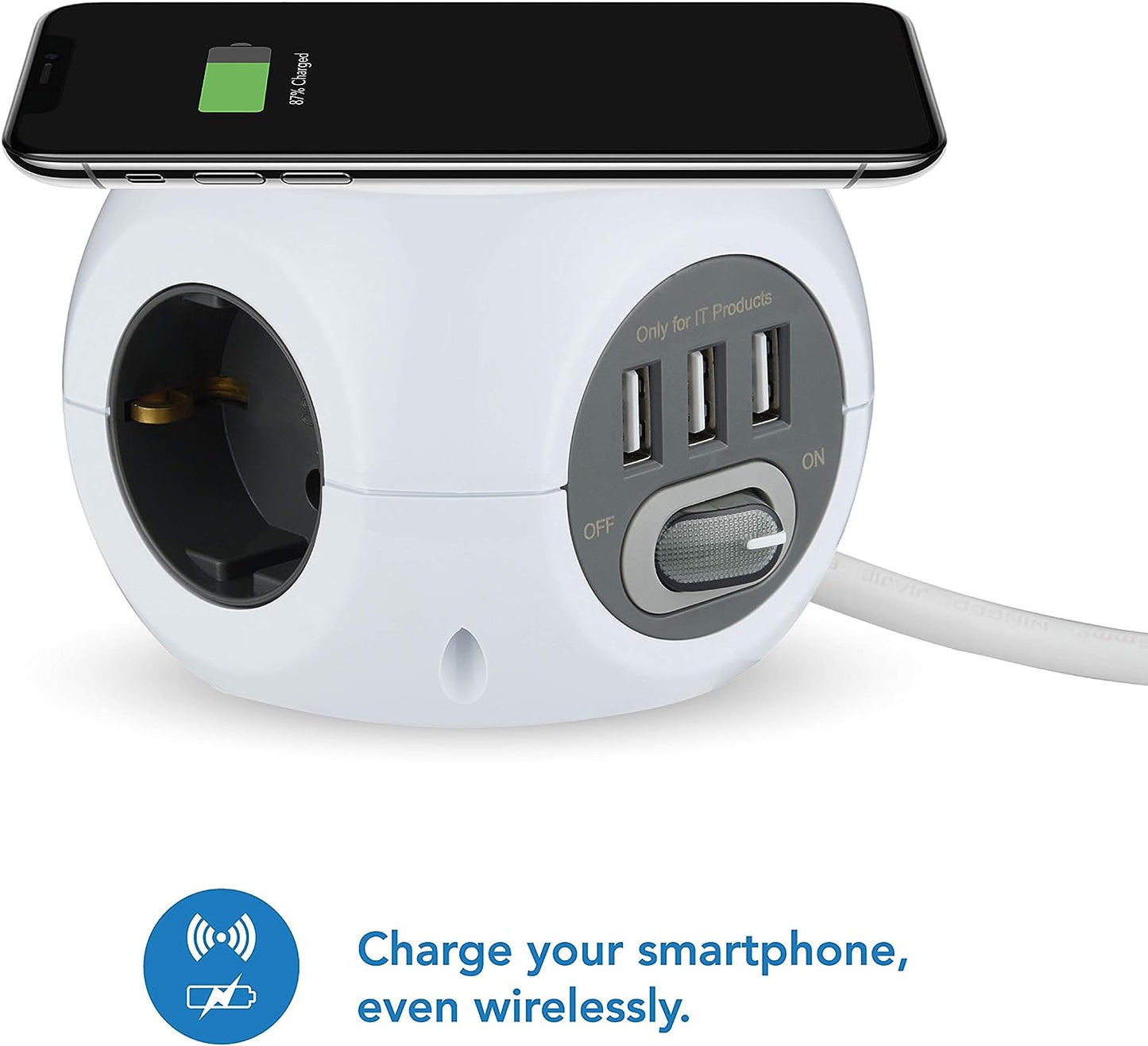 Electraline - Multipresa Mini Cubo con Caricatore wireless rapido