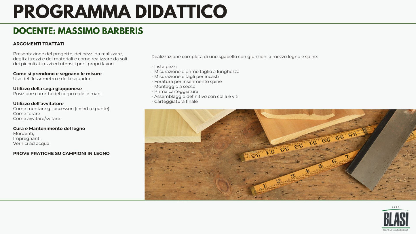 CORSO BASE DI FALEGNAMERIA