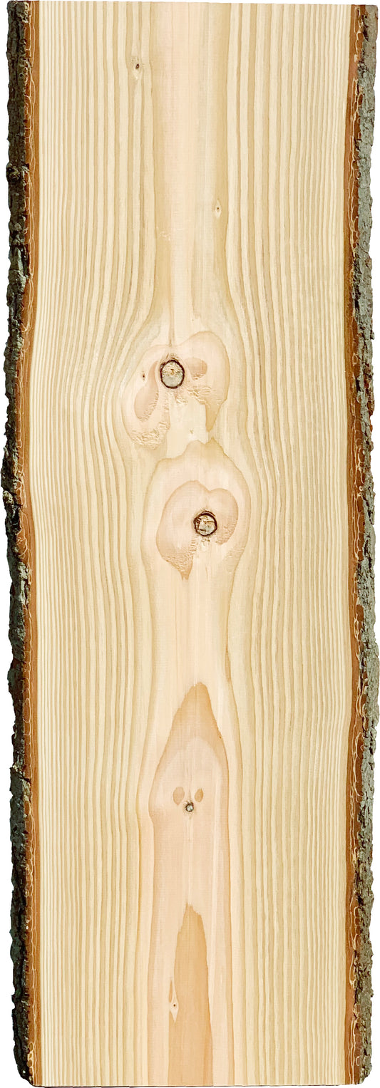 Tavola in abete con corteccia