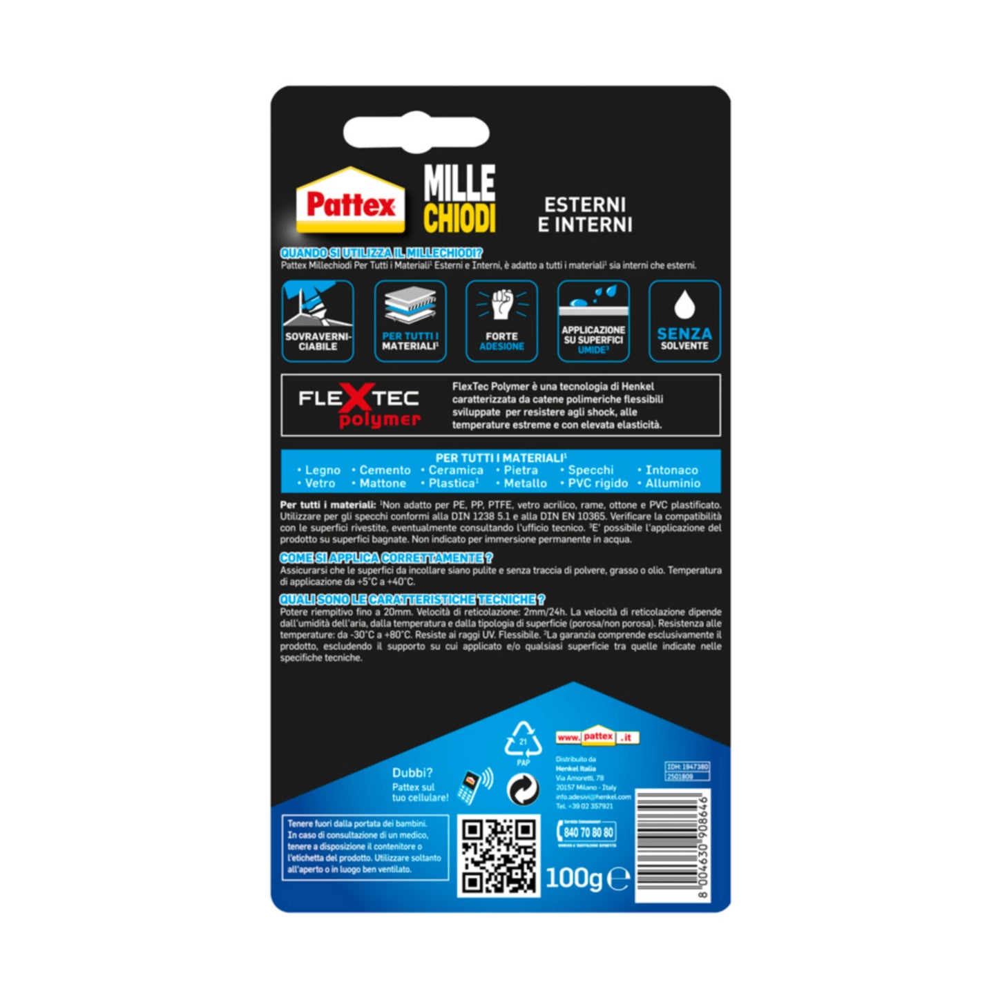 Pattex - Millechiodi esterni e interni - 100 g