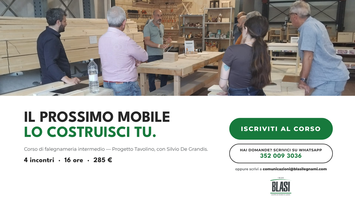 Corso di Falegnameria Intermedio – Progetto Tavolino