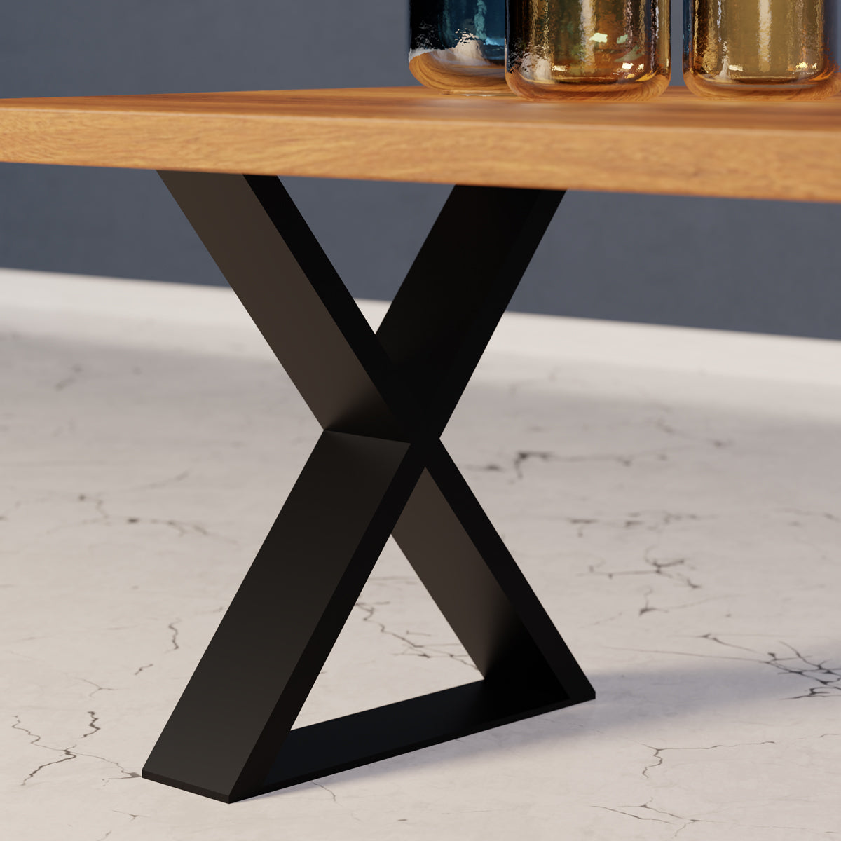 Gamba in acciaio per tavolo "Cross"