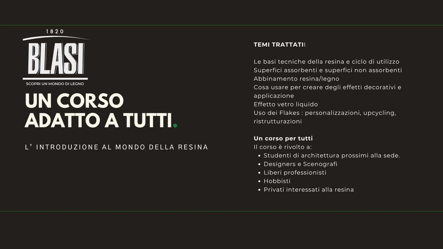 CORSO BASE SULLA RESINA EPOSSIDICA (6 ORE)