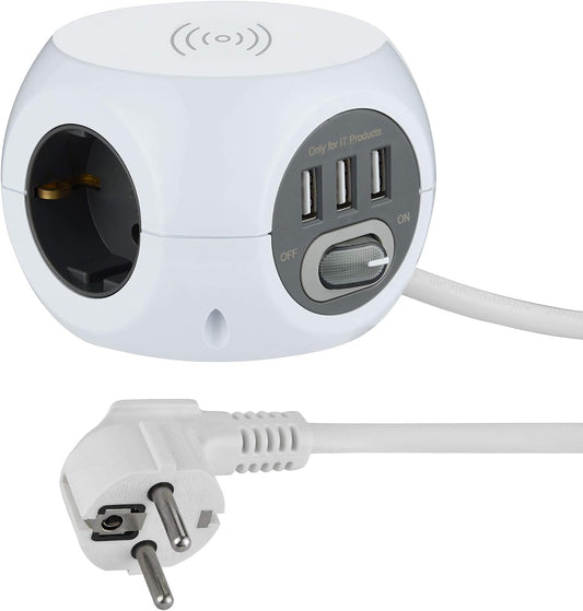 Electraline - Multipresa Mini Cubo con Caricatore wireless rapido