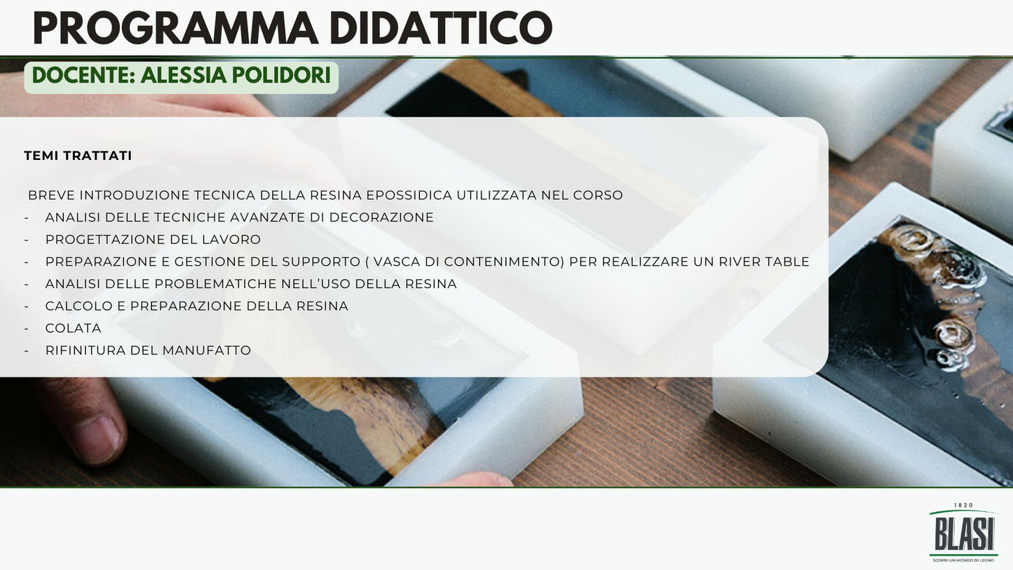 CORSO SULLA RESINA EPOSSIDICA (12 ORE)