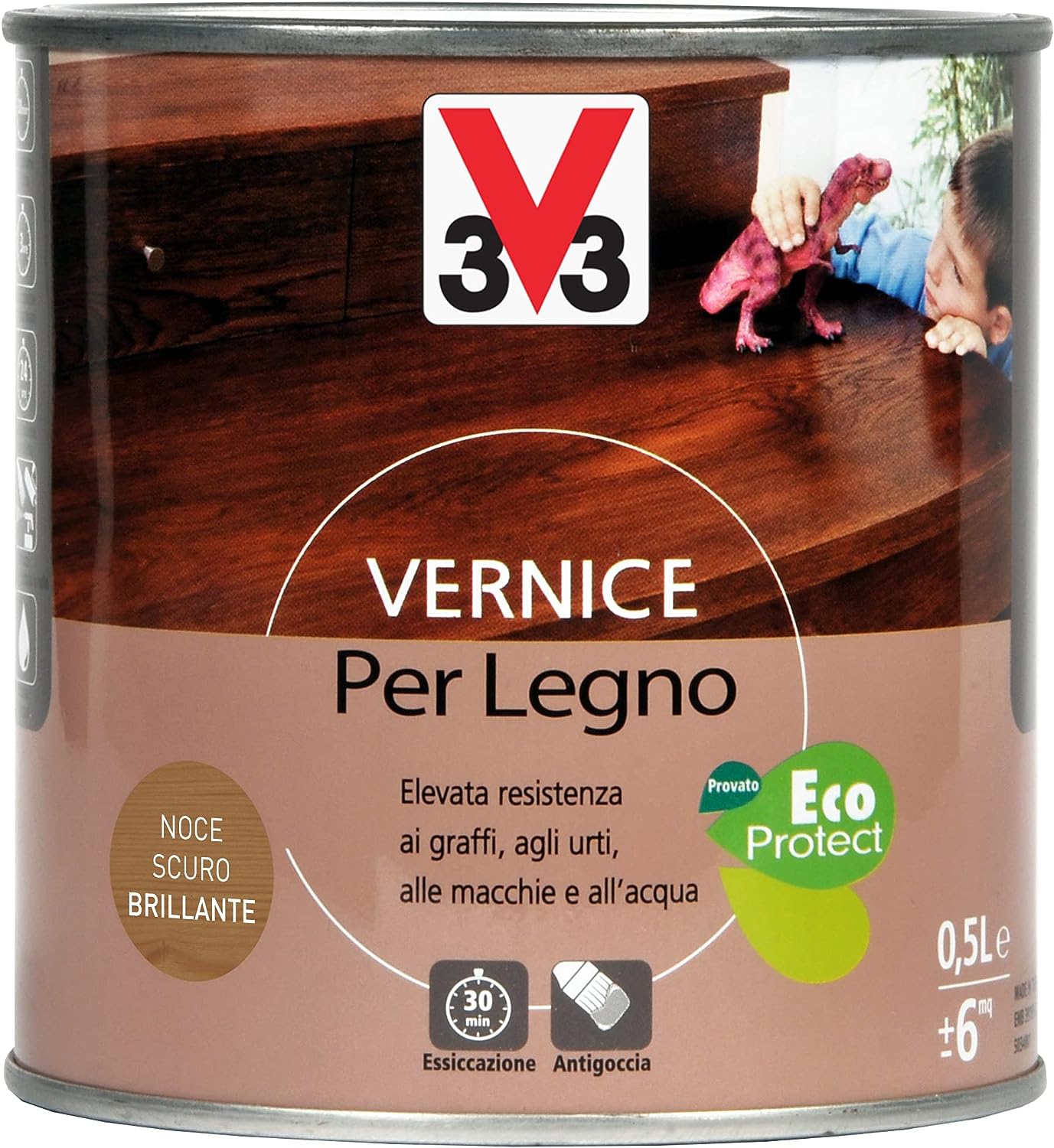 V33 Vernice Per Legno Per Interni Eco Protect - 0,5L