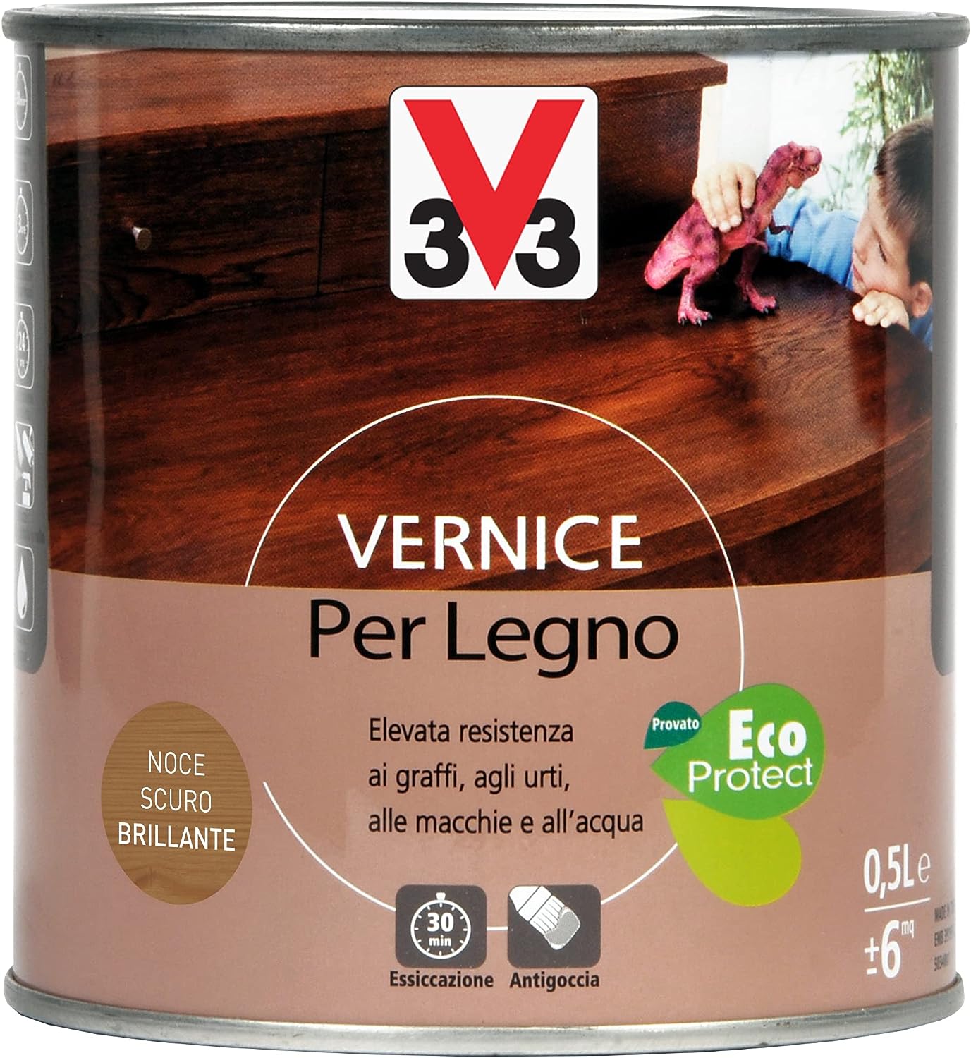 V33 Vernice Per Legno Per Interni Eco Protect - 0,25 lt
