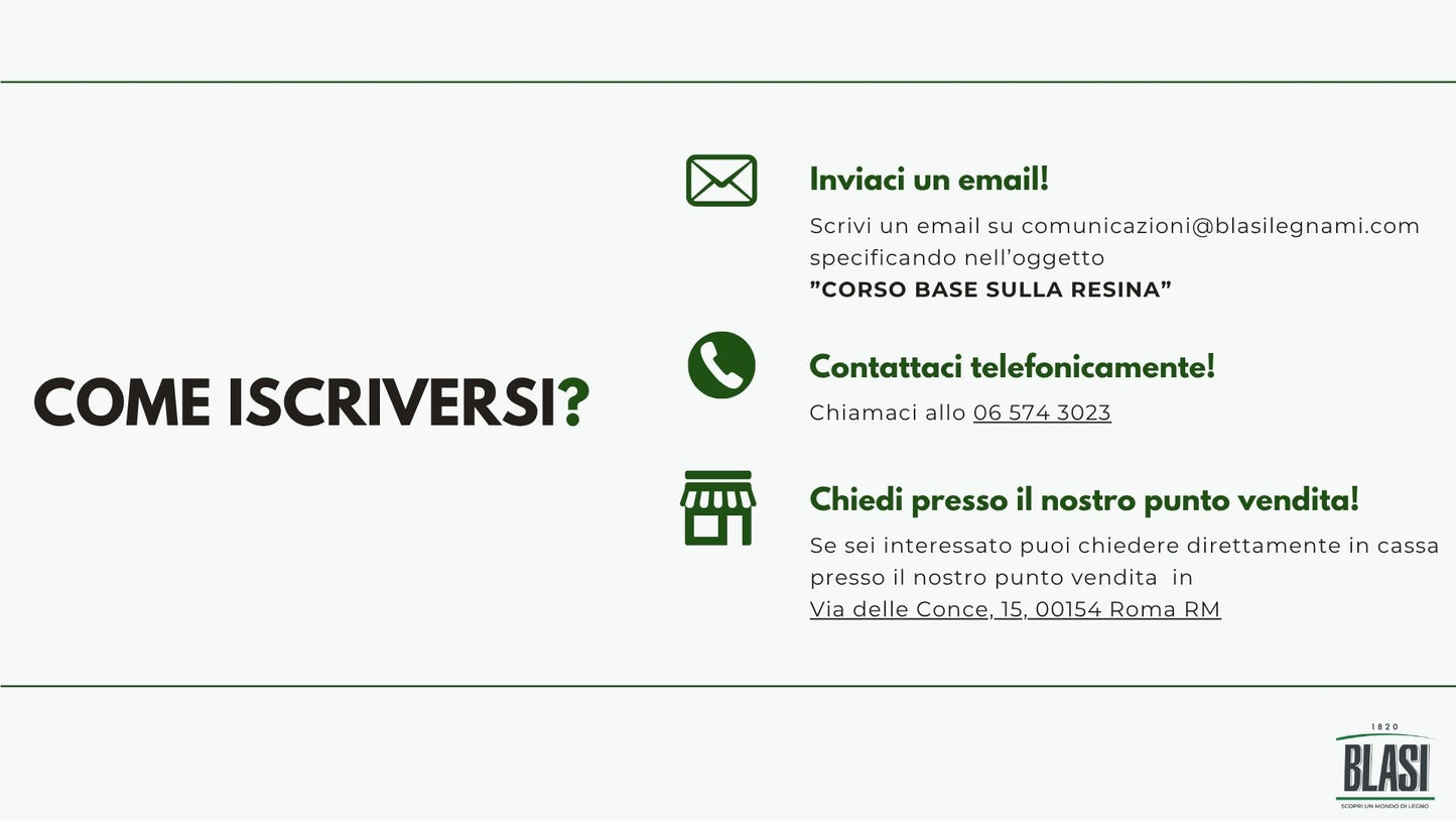 CORSO BASE SULLA RESINA EPOSSIDICA (6 ORE)