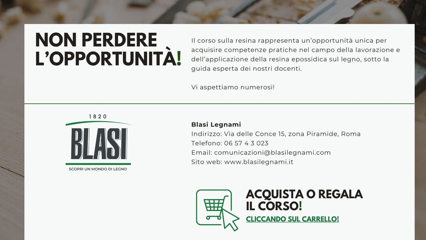 CORSO BASE SULLA RESINA EPOSSIDICA (6 ORE)