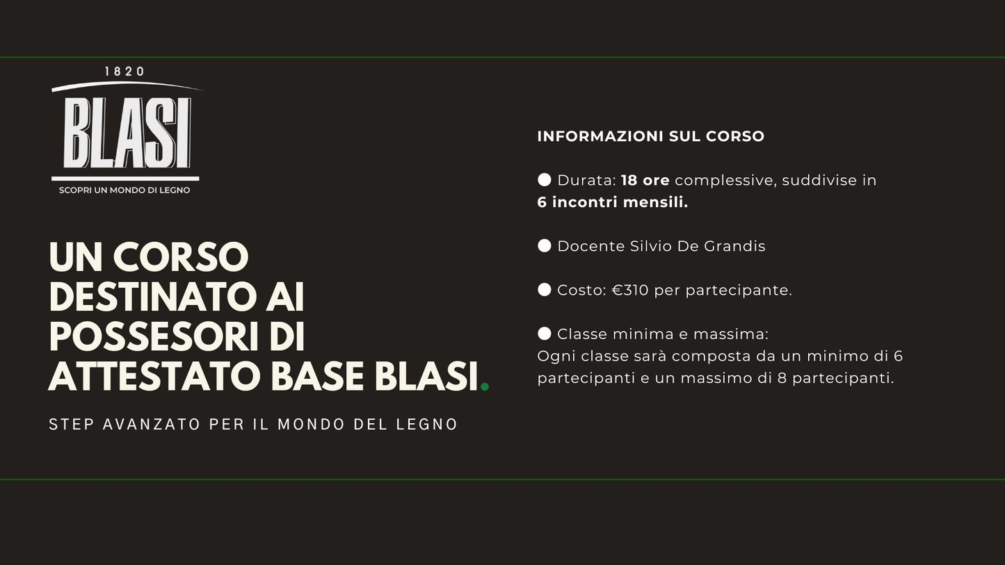 CORSO AVANZATO DI FALEGNAMERIA - 1° LIVELLO