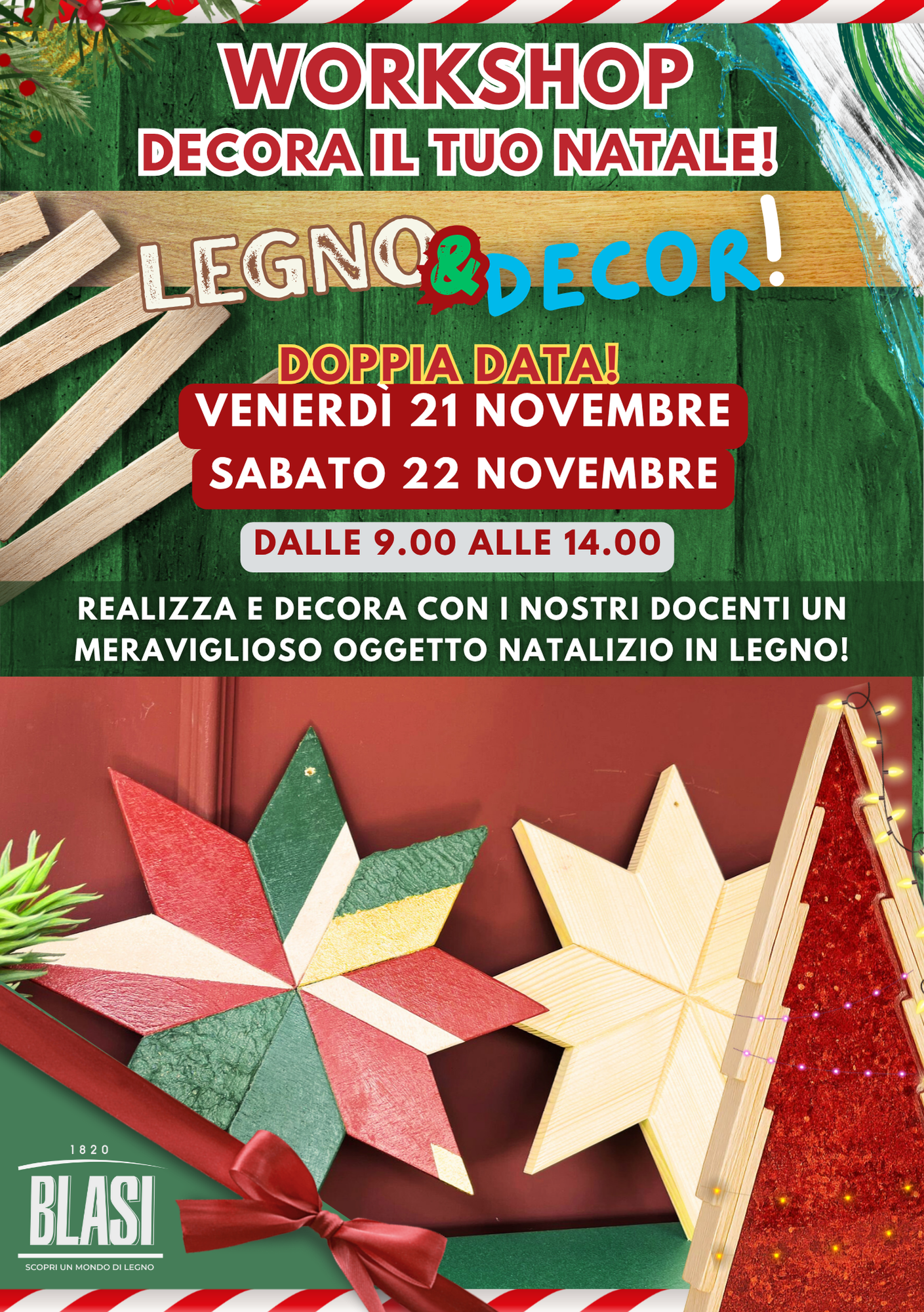 WORKSHOP DECORA IL TUO  NATALE CON LEGNO E RESINA