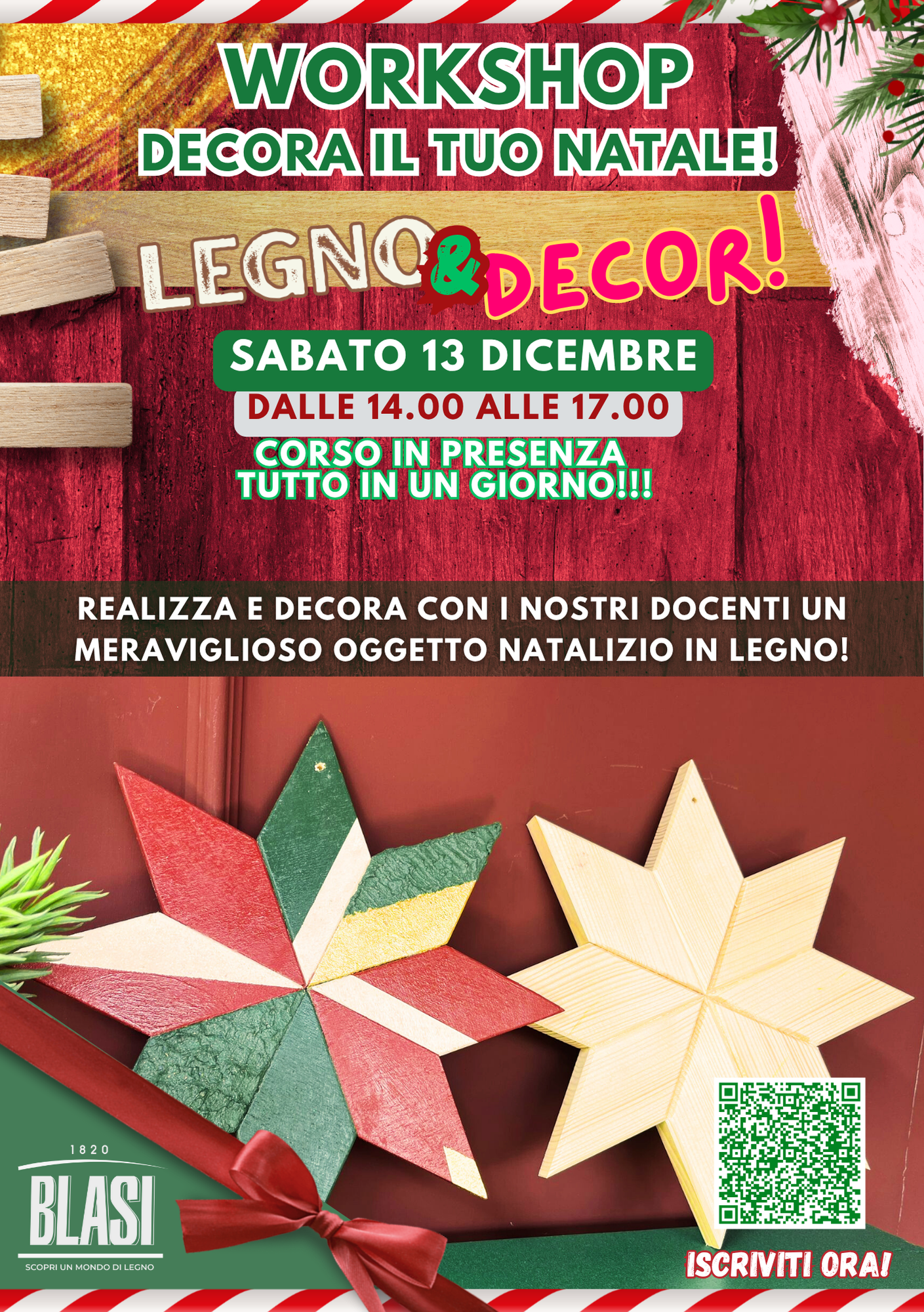 WORKSHOP NATALIZIO CON LEGNO ED EFFETTI DECORATIVI