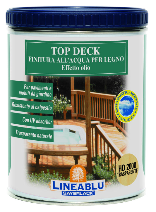 Top deck finitura all’acqua per legno effetto olio Trasparente 0,750 lt- Sayerlack Linea Blu