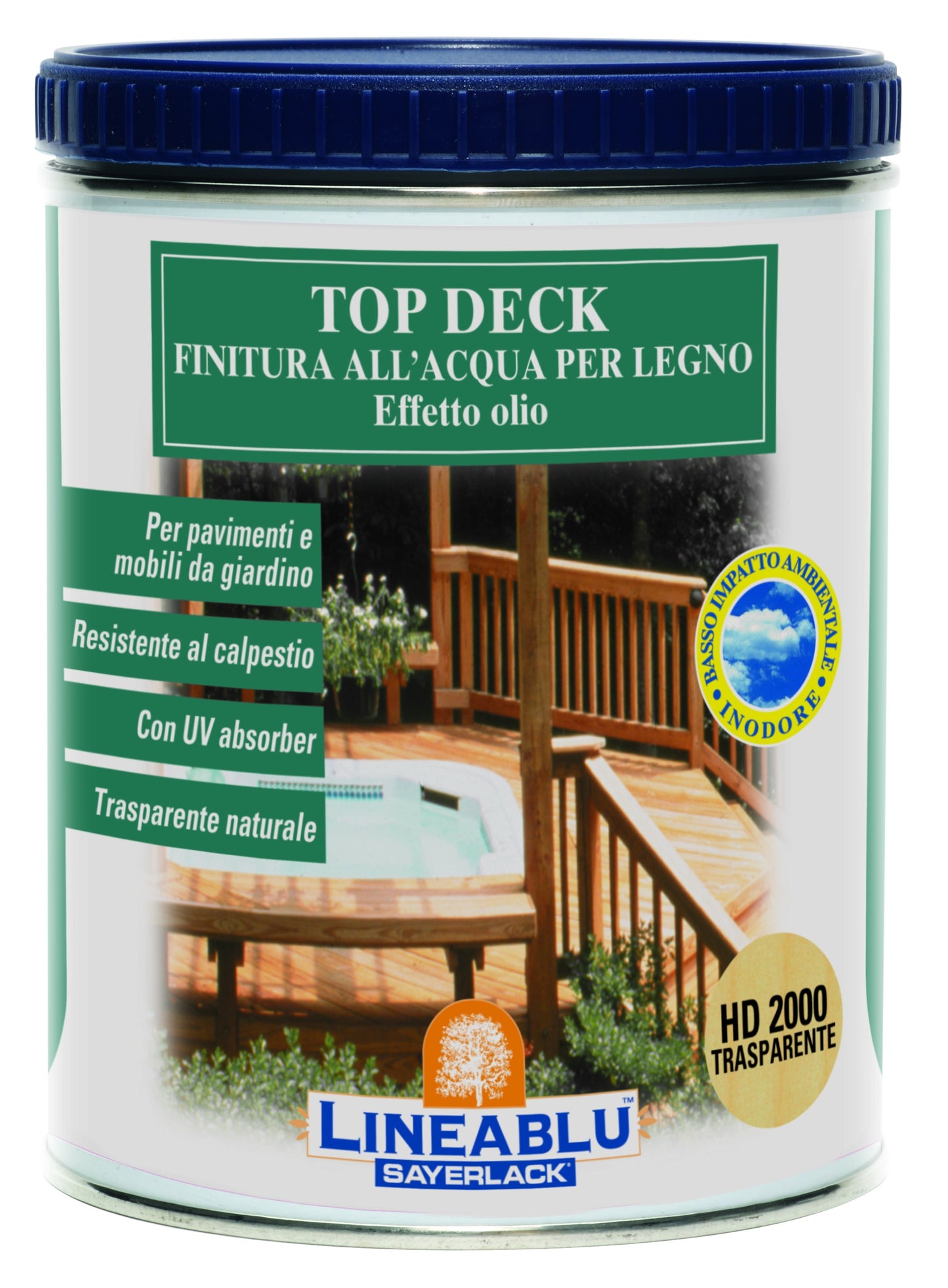 Top deck finitura all’acqua per legno effetto olio Trasparente  -Sayerlack Linea Blu