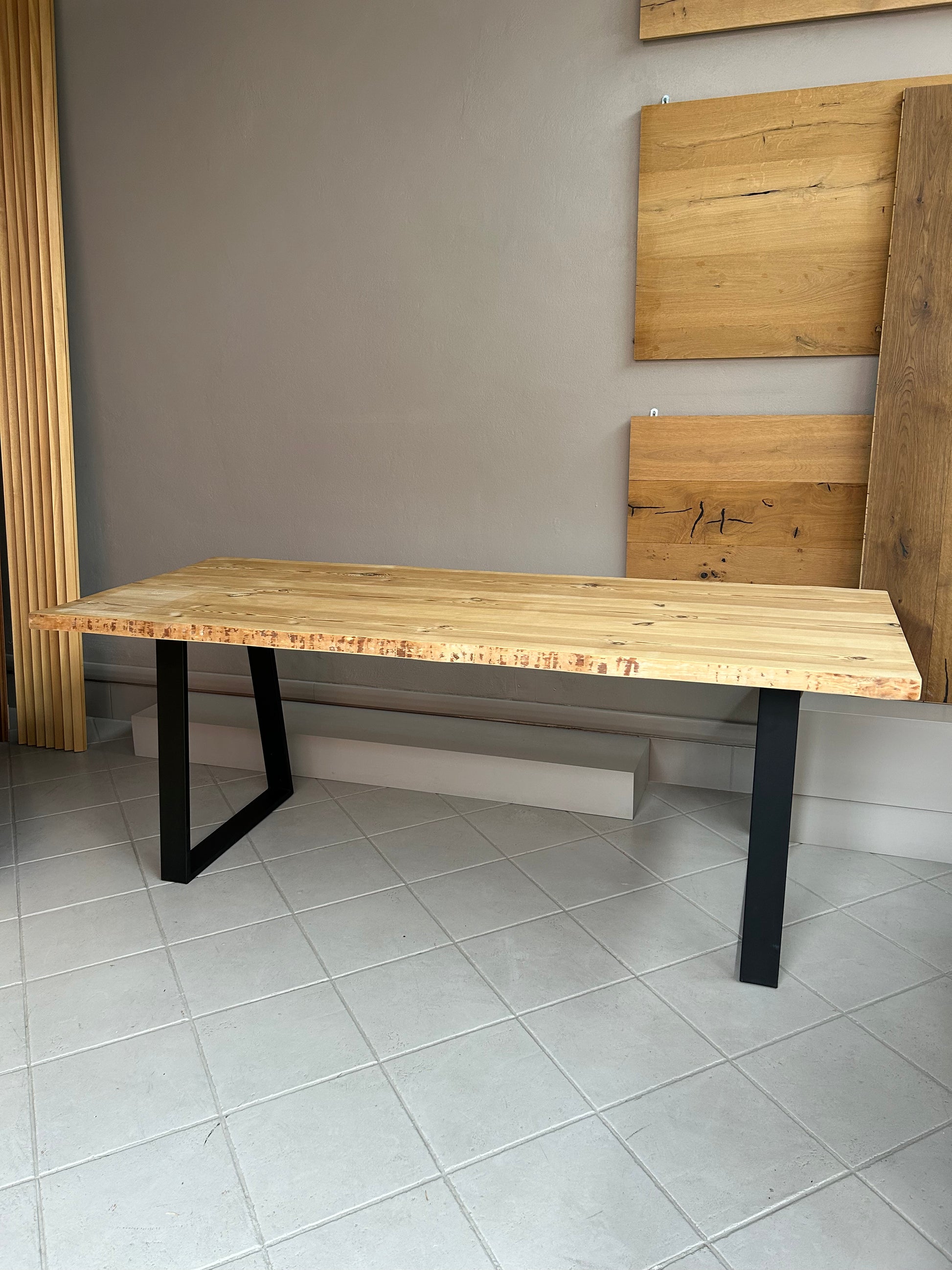 Homgoday Tavolo Da Esterno, Tavolo Da Pranzo Telaio A Y 80x50x75,5 Cm Massello Pino E Ghisa, Tavolo Da Esterno, Tavolo Da Pranzo, Tavolo Da Cucina Tavolo Da Esterno