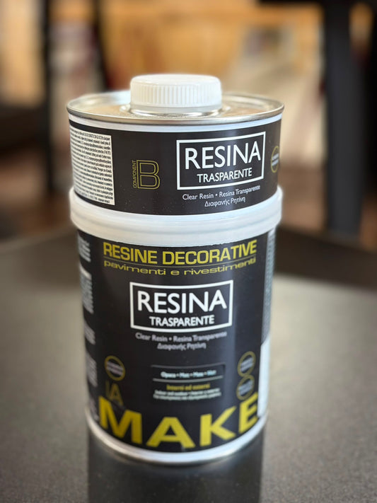 Resina Trasparente MAKE 0,75L - Kit Resina Epossidica Bicomponente per Pavimenti e Rivestimenti