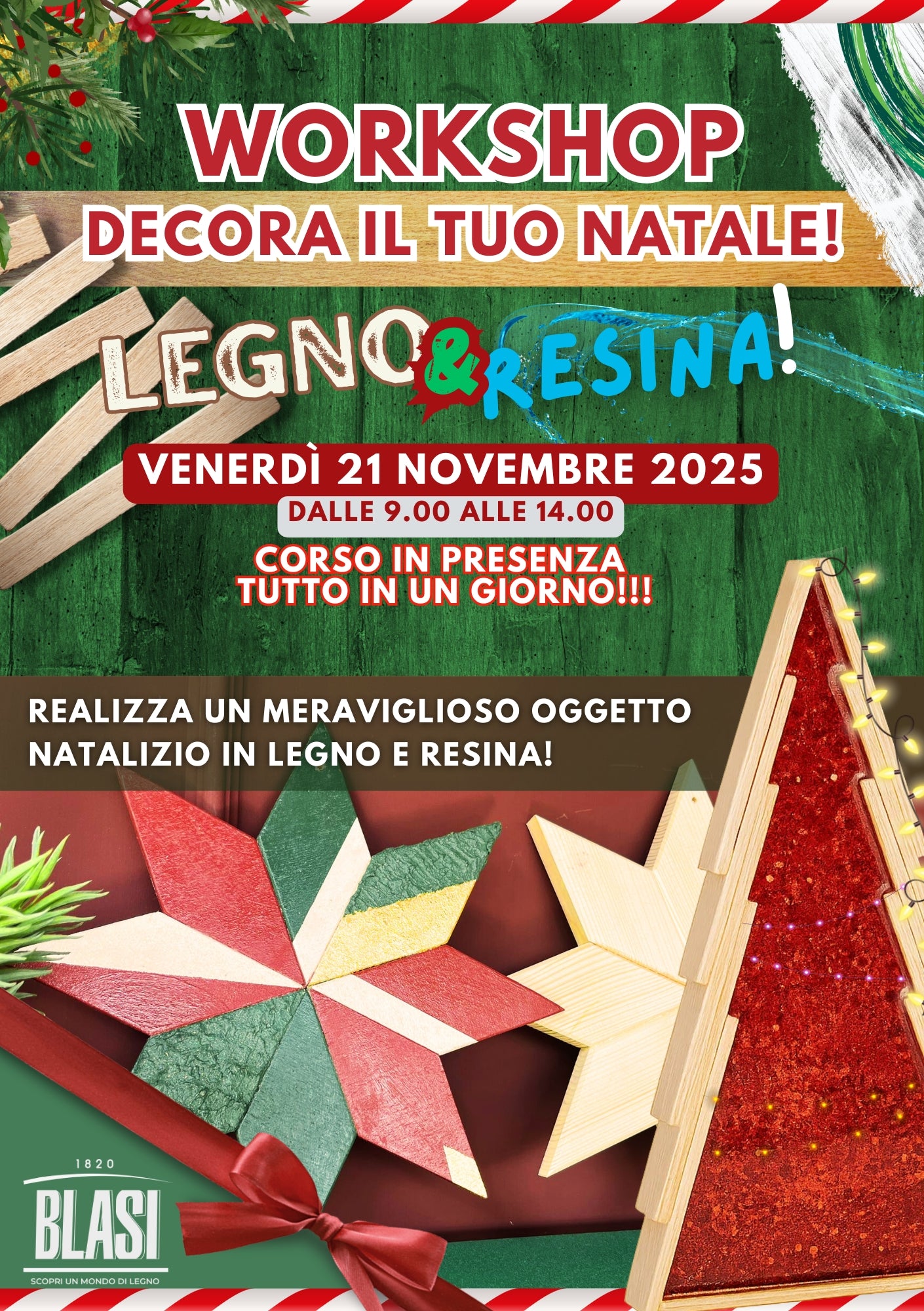 WORKSHOP NATALIZIO CON LEGNO E RESINA