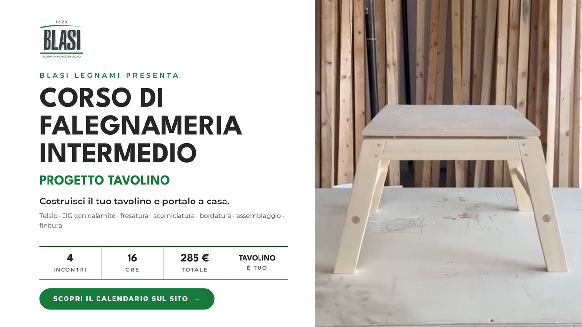 Corso di Falegnameria Intermedio – Progetto Tavolino