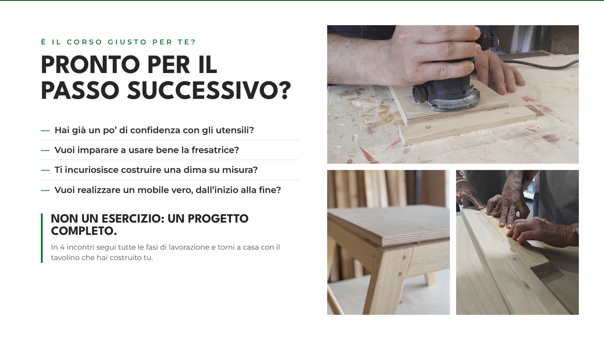 Corso di Falegnameria Intermedio – Progetto Tavolino