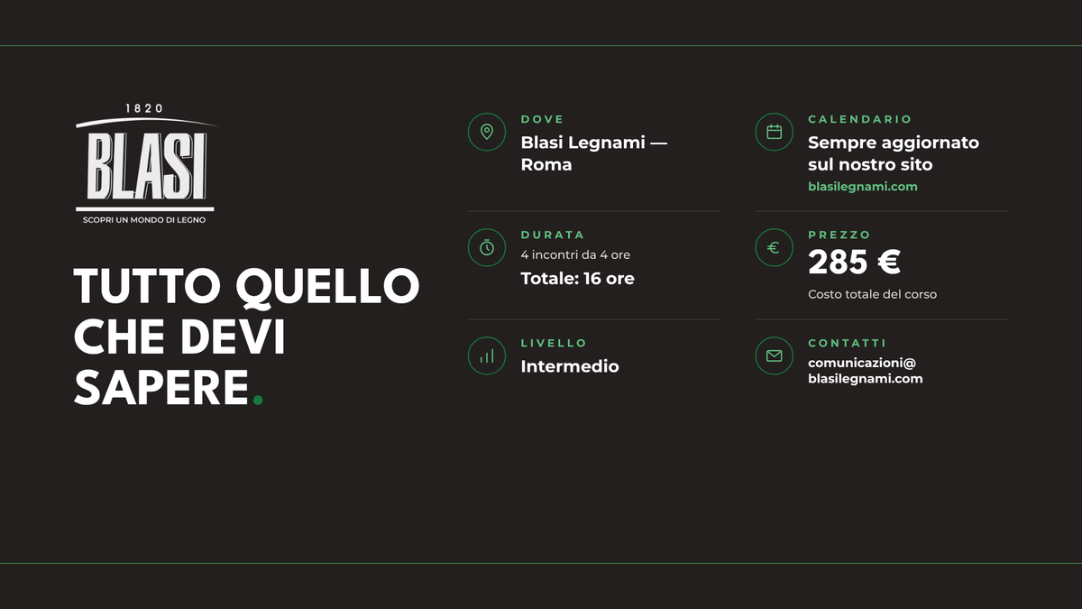 Corso di Falegnameria Intermedio – Progetto Tavolino