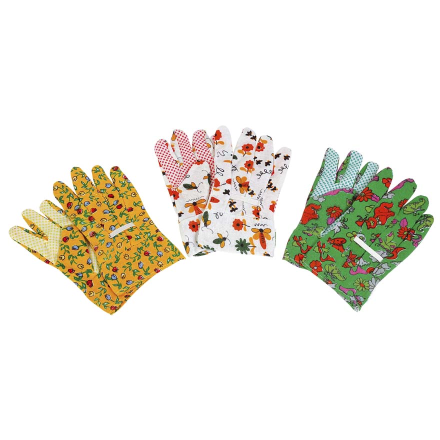 Guanto da giardino per bambini con palmo puntinato in PVC